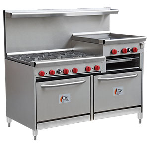 6 Gas Burner with Step-up Griddle 